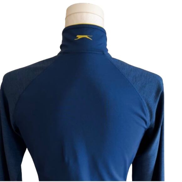 Slazenger Blue Yellow Trim Zip Front Pockets Golf Active Workout Jacket Size XS - Picture 6 of 13